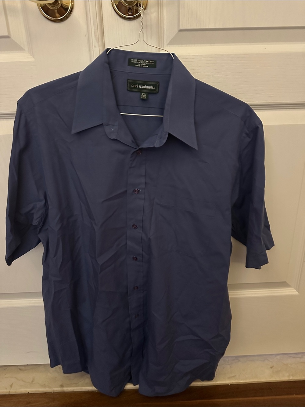 Carl michaels blue shirt sleeve button down shirt
